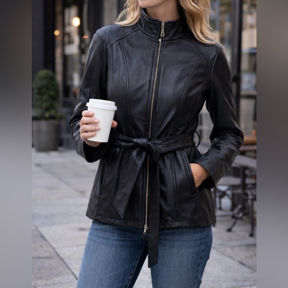 Wilsons Leather Belted Genuine Leather Coat Thinsulate Liner Medium